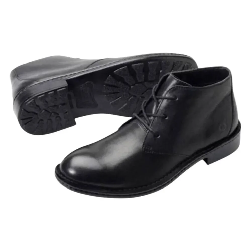 BORN Twain Black Leather Lace-Up Chukka Boot Size 10.5M